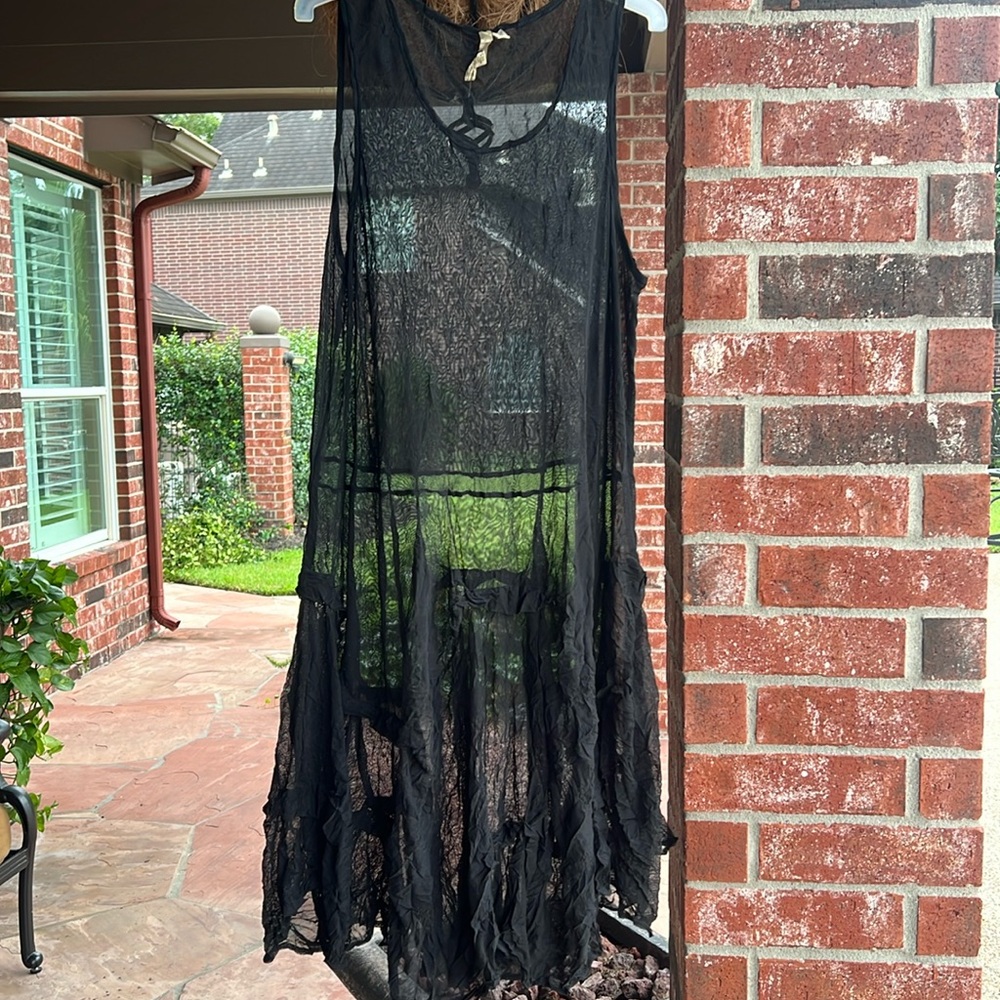 Comfy USA brand black sheer midi dress